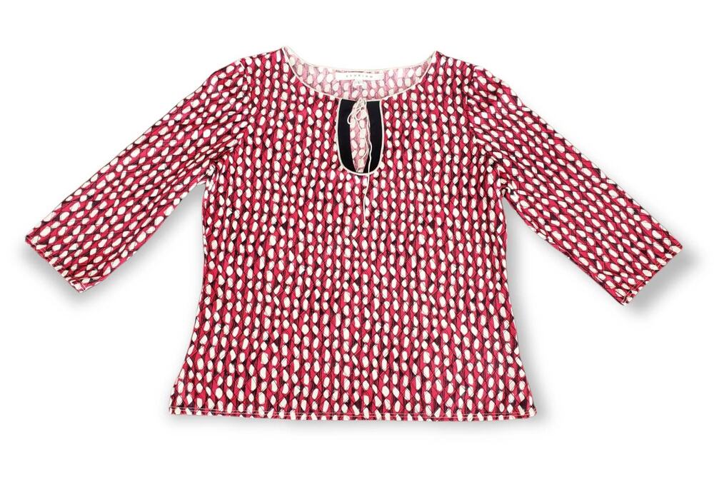 Studio M Red & Black Multi Design 3 Quarter Sleeved Blouse - Shirt - Size Large